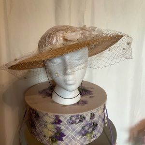 Straw bird cage style large brim hat